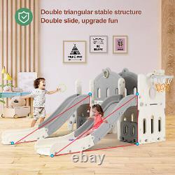 10 in 1 Double Slides Toddler Playground Playset Kids Gifts with Telescope, Climber