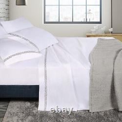 1000 Thread Count Egyptian Cotton Embroidered Durable Flat Fitted Bed Sheet Set
