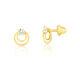 18k Solid Gold Double Circle Zircon Push Back Stud Earrings For Infants Toddlers
