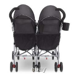 35 Pound Side By Side Double Convenience Stroller Toddler Infant With Canopy Gray