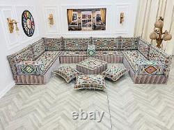 8'' Thick Living Room Arabic Sofa Floor Seating Couch, Arabic Majlis Sofa Cushion