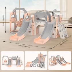 8 in 1 Kids Double Slide Swing Climber Toddler Backyard Playset Gifts In/Outdoor