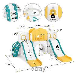 9 IN 1 Kids Double Slides Toddler Playground Climb Playset Outdoor Indoor