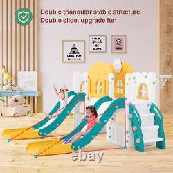 9 IN 1 Kids Double Slides Toddler Playground Climb Playset Outdoor Indoor