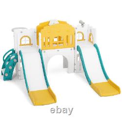 9 IN 1 Kids Double Slides Toddler Playground Climb Playset Outdoor Indoor