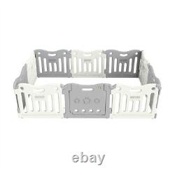 Baby Care- XL Open Area- Double Locking- Floor Suction- Play Pen (Gray/White)