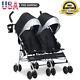 Baby Children Double Stroller With 5-point Safety Harness Comfort Adjustable New