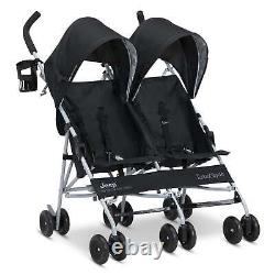 Baby Children Double Stroller With 5-point Safety Harness Comfort Adjustable New