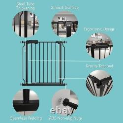 Baby Gate Extra Wide Pressure Mounted Walk Through Black Metal 57.48-62.20 Inch