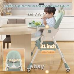 Baby High Chair, 5 in 1 High Chairs for Babies and Toddlers, Solid Turquoise