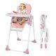Baby High Chair, Foldable Highchair With Adjustable Backrest, Double Pink