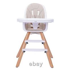 Baby High Chair with Double Removable Tray for Infants/Toddlers, 3-in-1 Cream