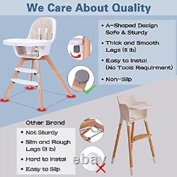Baby High Chair with Double Removable Tray for Infants/Toddlers, 3-in-1 Cream