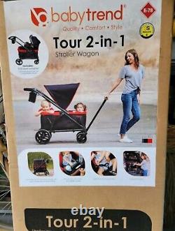 Baby Mars Red Tour 2-in-1 Stroller Wagon Mode Plus 2 Cup Holders Safety Harness