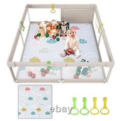 Baby Playpen with Mat, 59x59inch Playpen for Babies and Toddlers, Kids Play P