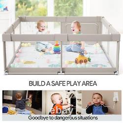 Baby Playpen with Mat, 59x59inch Playpen for Babies and Toddlers, Kids Play P