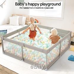 Baby Playpen with Mat, 59x59inch Playpen for Babies and Toddlers, Kids Play P