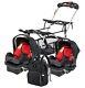 Baby Trend Double Stroller Frame With 2 Car Seats Diaper Bag Newborn Red Combo