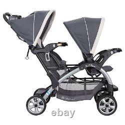 Baby Trend Sit N' Stand Easy Fold Travel Toddler/Baby Double Stroller, Magnolia