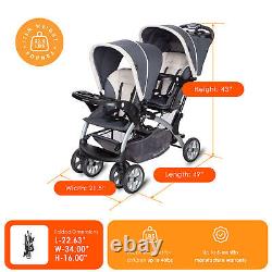 Baby Trend Sit N' Stand Easy Fold Travel Toddler/Baby Double Stroller, Magnolia