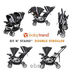 Baby Trend Sit-N-Stand Twin Tandem 2-Seat Double Stroller, Stormy (Open Box)