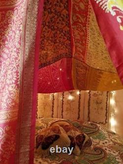 Bed Canopy Curtains Boho in Stock King Queen Size Bohemian red Gold Yellow Boho