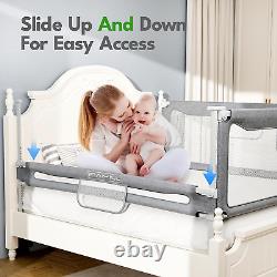 Bed Rail for Toddlers, Upgraded No Assembly Foldable Rails for Queen, King Size