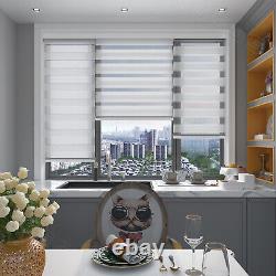 Changshade 85% Blackout Cordless Window Blind Double Layered Zebra Roller Shades