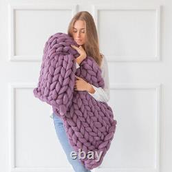 Chunky knit blanket, Chunky knit throw, Arm knitting, 100% Merino Wool blanket