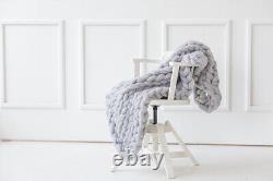 Chunky knit blanket, Chunky knit throw, Arm knitting, 100% Merino Wool blanket