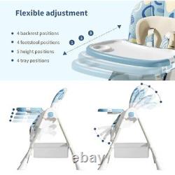 Convertible 3-in-1 High Chair for Babies and Toddlers Foldable Baby High blue