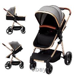 Convertible Baby Stroller Foldable Pushchair Newborn Reversible Bassinet Pram US