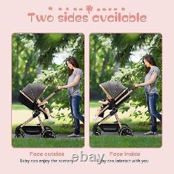 Convertible Baby Stroller Foldable Pushchair Newborn Reversible Bassinet Pram US