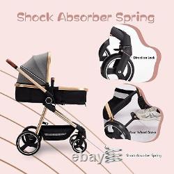 Convertible Baby Stroller Foldable Pushchair Newborn Reversible Bassinet Pram US