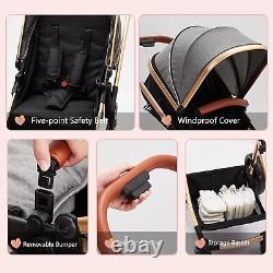 Convertible Baby Stroller Foldable Pushchair Newborn Reversible Bassinet Pram US