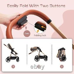 Convertible Baby Stroller Foldable Pushchair Newborn Reversible Bassinet Pram US