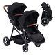 Double Foldable Pushchair Bassinet Pram With Large Storage Basket And Canopy