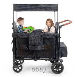 Double Stroller Wagon for 2 Kids, Folding Baby Strollers Wagons with 2 High Seat