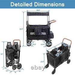 Double Stroller Wagon for 2 Kids, Folding Baby Strollers Wagons with 2 High Seat
