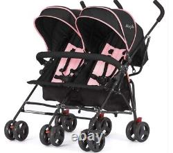 Dream On Me Volgo Twin Umbrella Stroller in Pink, Lightweight Double Stroller