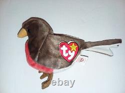 Early' TY Beanie Baby Robin 1997-1998 Dual dates with Tag ERRORS Mint Condition