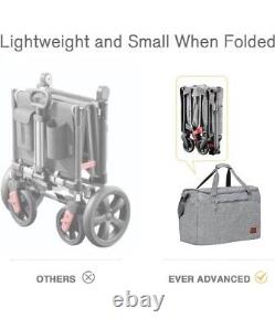 Ever Advanced Foldable Travel Wagon Stroller for 2 with Removable Canopy Gray