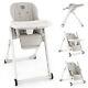 Foldable Baby Chair Adjustable Angle & Height Double Removable Trays Light Gray