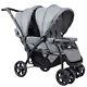 Foldable Double Baby Stroller Lightweight Front & Back Seats Pushchair Gray