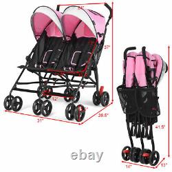 Foldable Twin Baby Double Stroller Kids Ultralight Umbrella Stroller Pushchair