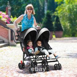 Foldable Twin Baby Double Stroller Toddler Ultralight Umbrella Pushchair Black