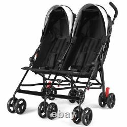 Foldable Twin Baby Double Stroller Toddler Ultralight Umbrella Pushchair Black
