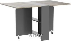 Folding Dining Table &6 Wheels, Drop Leaf Tables for Small Spaces, Foldable Table