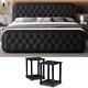 Full Size Bedroom Set Furniture Black Platform Bed 2 Nightstands Headboard New