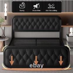 Full Size Bedroom Set Furniture Black Platform Bed 2 Nightstands Headboard New